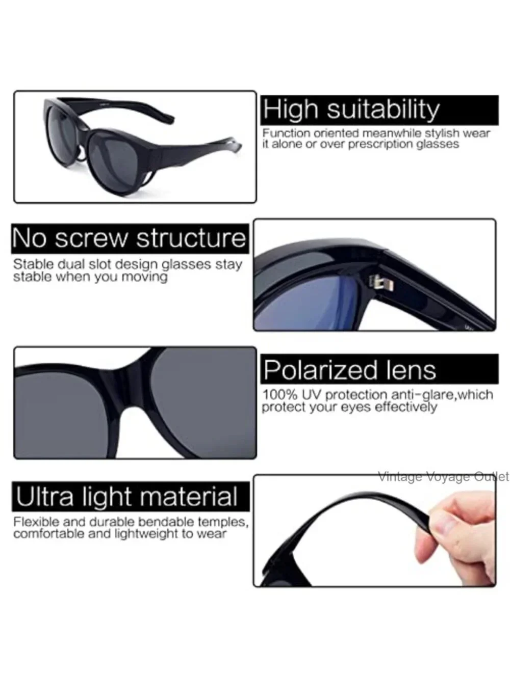 Polarized Sunglasses Fit Over Glasses for Women UV400 Protection